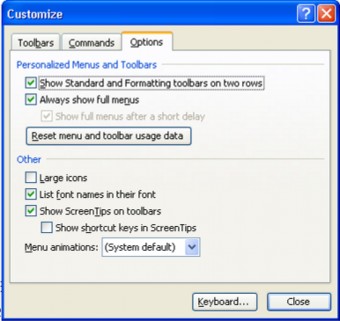 Trên 2 hàng Always show full menus Hiển thị đầy đủ chức năng trong các Menu 17