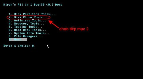 Chọn Norton Ghost 11 0 1 hoặc nhấn số 2 Enter để khởi động phần mềm Norton 14