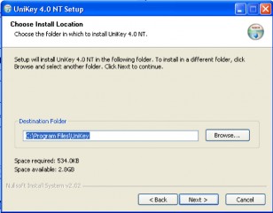 Trong Installation Options chọn Add Unikey to the desktop để đưa biểu tượng của 8