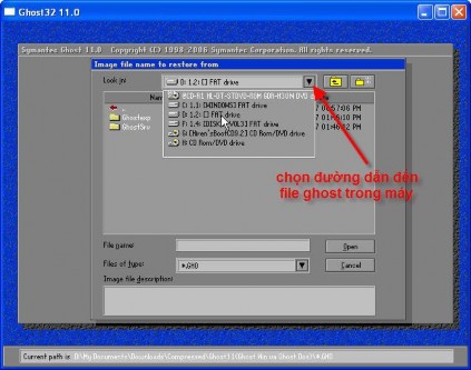 Vị trí file ghost là do người tạo lưu vị trí của nó có thể khác so với hình 13