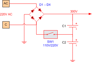 Mạch chỉnh lưu trong bộ nguồn ATX Nguồn ATX sử dụng mạch chỉnh lưu có 2 tụ 5