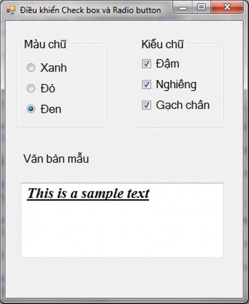 Hình 4 4 Form với các điều khiển check box và Radio button 1 Thiết kế Form Text 3