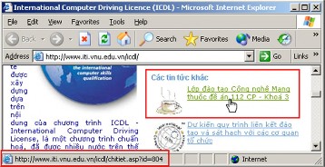 Hình 2 Chuột đang trỏ vào siêu liên kết thanh trạng thái hiển thị đích đến 3