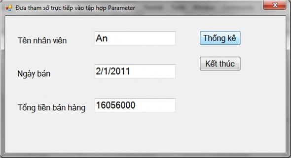 Biến cố Click của nút Thống kê Tao ket noi Ket noi Open Dim cmd As New SqlClient 2