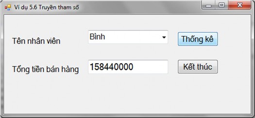 Biến cố Click của nút Thống kê 39 hiển thị số lần bán hàng Tao ket noi Ket noi 3