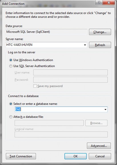 Chọn View Server Explorer Cửa sổ Server Explorer xuất hiện tại vị trí của Toolbox 2