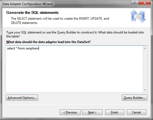 Nhập câu lệnh Select vào cửa sổ lệnh trong trường hợp này để tham chiếu 4