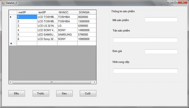 Để di chuyển con trỏ bản ghi và hiển thị dữ liệu bản ghi hiện thời ta 5