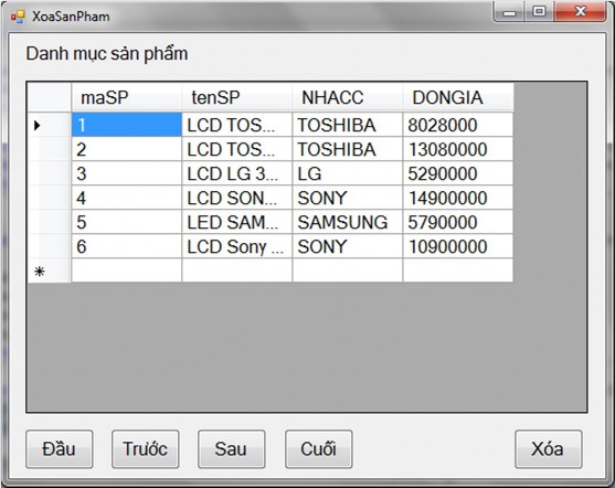 g Để kiểm tra trên khóa chính có chứa trị truyền vào DataTable Rows Contains trị 1