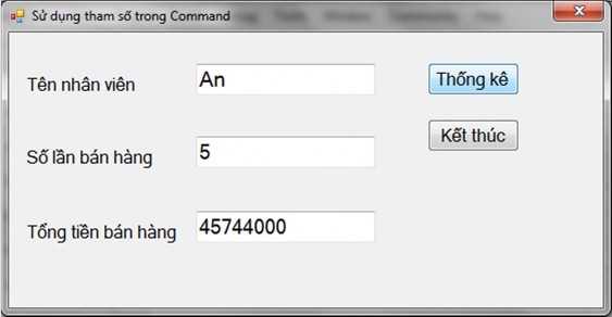 4 Thiết kế form theo mẫu của ví dụ 5 5 5 Tạo thủ tục thongkenv và thêm vào 1