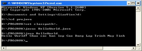 Hình 2 2 Kết quả thực thi chương trình HelloWorld Trên màn hình sẽ xuất hiện 3