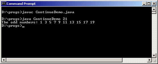 H Hình 2 10 Kết quả thực thi tập tin ContinueDemo java Chương trình này in ra tất 1