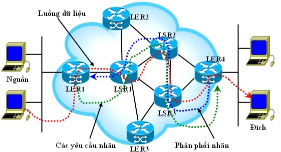 Hình Sự tạo ra LSP và chuyển tiếp các gói thông qua một miền MPLS Các bước sau 1
