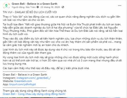 Hình 2 10 Bài viết về động vật Nguồn Trang Fanpage Green Beli Believe in a Green Earth 1