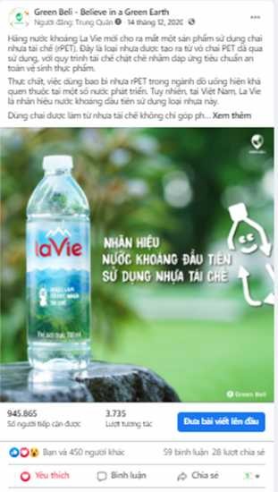 Hình 2 12 Bài viết về nước uống của Lavie Nguồn Trang Fanpage Green Beli Believe in 3