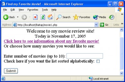 1 foreach favmovies as currentvalue echo currentvalue echo br n body html Kết quả Hình 2 11 3