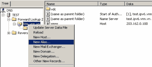 Bấm và New Alias sẽ xuất hiện cửa sổ cho phép khai báo Alias Tại phần Alias name 8