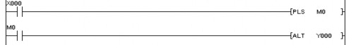 LD X000 PLS M0 LD M0 ALT Y000 Hình 2 12 Kích hoạt lệnh bằng cạnh lên của xung vào 3
