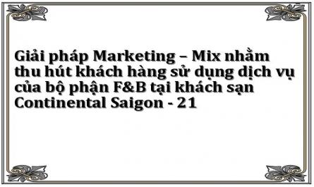 Giải pháp Marketing – Mix nhằm thu hút khách hàng sử dụng dịch vụ của bộ phận F&B tại khách sạn Continental Saigon - 21
