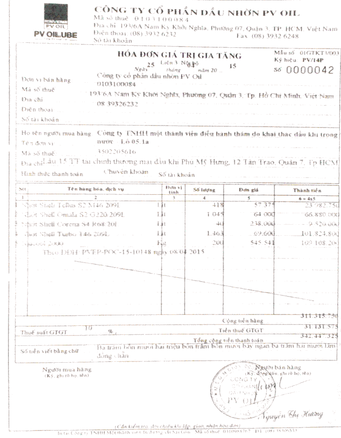 CÔNG TY CỔ PHẦN DẦU NHỜN PV OIL 193 6A Nam Kỳ Khởi Nghĩa P 07 Q 3 TP Hồ Chí Minh 3