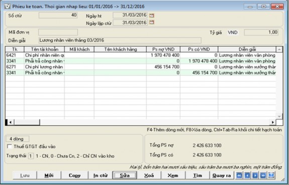 Hình ảnh 4 8 Giao diện nhập liệu phiếu kế toán của phần mềm 4 3 Các chi phí 4