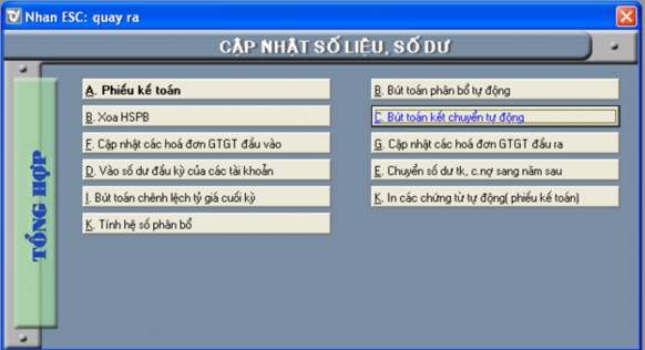 Hình ảnh 4 9 Phần hành kết chuyển tự động của phần mềm 4 3 2 Kế toán chi 5