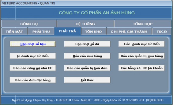 Hình ảnh 4 10 Phần hành phải trả của phần mềm Hình ảnh 4 11 Phần hành hóa 1