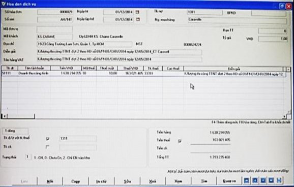 Hình ảnh 4 2 Giao diện hóa đơn dịch vụ 4 2 2 Kế toán doanh thu hoạt động tài 2