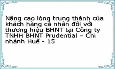Nâng cao lòng trung thành của khách hàng cá nhân đối với thương hiệu BHNT tại Công ty TNHH BHNT Prudential – Chi nhánh Huế - 15