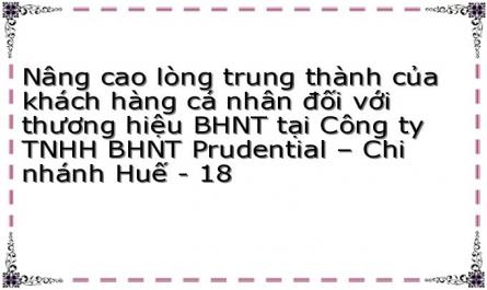 Nâng cao lòng trung thành của khách hàng cá nhân đối với thương hiệu BHNT tại Công ty TNHH BHNT Prudential – Chi nhánh Huế - 18