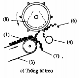 1 Chất thải rắn từ thiết bị chặt mảnh 5 Nam châm cố định treo 2 Trục lăn 6 4