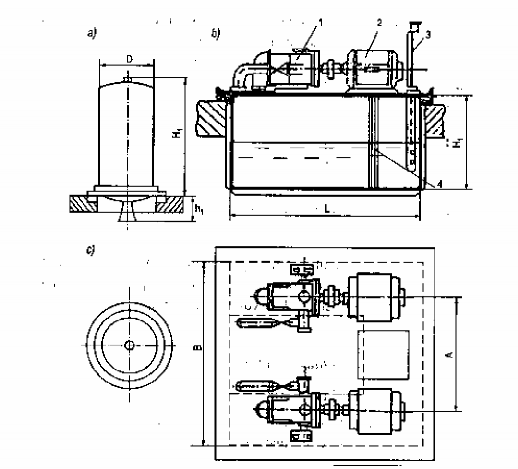 Hình 7 11 Sơ đồ kích thước thiết bị dầu áp lực chọn theo bảng 7 1 a b c là 1
