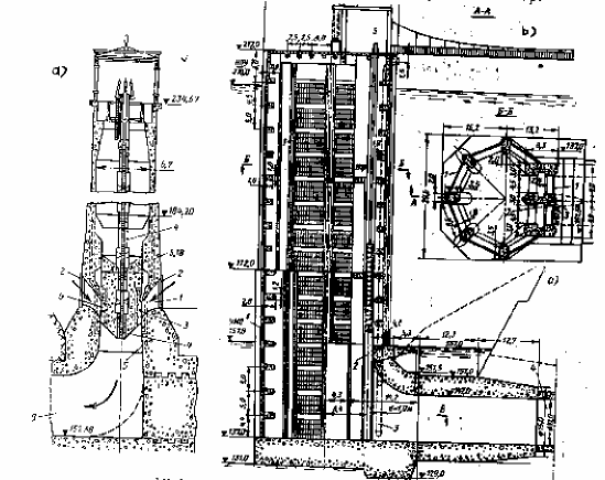 Hình 10 17 Các cửa lấy nước kiểu tháp a Tháp lấy nước có các lỗ bố trí 1