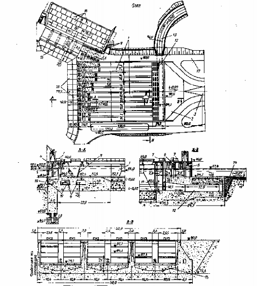 Hình 11 2 Sơ đồ bể lắng cát nhiều ngăn của TTĐ Tritrick ở Liên xô cũ 1 các 3
