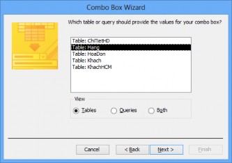 Hình 4 14 Bước 5 Chọn bảng Hang làm nguồn dữ liệu tiếp tục bấm Next Kết 10