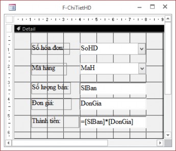 Hình 4 12 Thiết kế Form Cách Text box SLban Kéo trường SLban từ Field List đặt lên 6