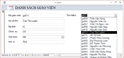 Hình 4 19 Tạo Combo box tìm kiếm 3 2 2 Tạo Combo Box không dùng dùng wizard Để tạo 1