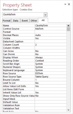 Bước 1 Bấm nút Combo Box trên thanh ToolBox kéo và thả vào Form Bước 2 Nháy chuột 2