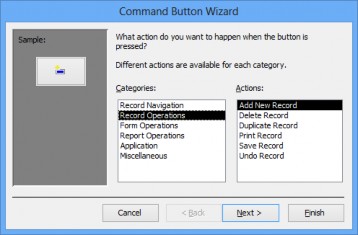 Hình 4 20 Tạo nút bằng Wizard Bước 3 Trong khung Categories chọn Record Operations các 4