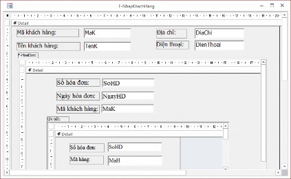Hình 4 25 Bước 8 Ghi và mở Form Khach cho kết quả như hình 4 26 Hình 4 26 BÀI TẬP 3