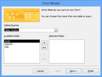 Hình 5 3 Hộp thoại Report Wizard Bước 2 Chọn bảng HoaDon trong mục Table Queries 7