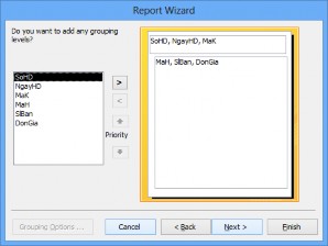 Hình 5 5 Bước 4 Trên hình 5 5 cho phép chọn trường phân nhóm dữ liệu Ta có thể 1