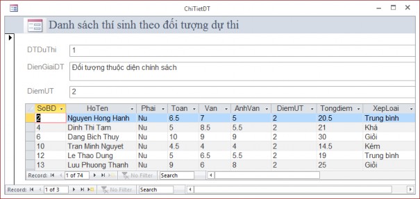 7 Tạo Report dạng nhãn GIAY BAO KET QUA THI để báo kết quả thi của học sinh theo 6