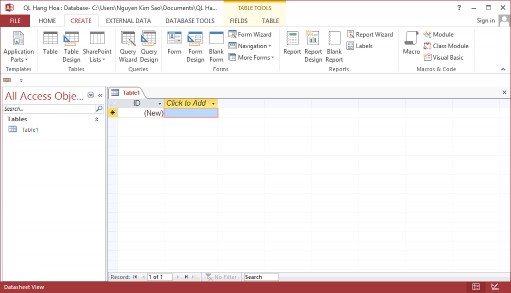 Hình 1 3 Cửa sổ chính Database Cửa sổ trên hình 1 3 được gọi là cửa sổ 4