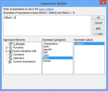 Hình 3 5 Cửa sổ xây dựng biểu thức điều kiện Tại đây ta có thể thiết 5