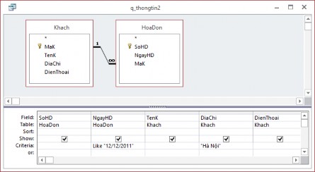Hình 3 8 truy vấn nhiều điều kiện đồng thời 2 Đưa ra bảng gồm những cột 1