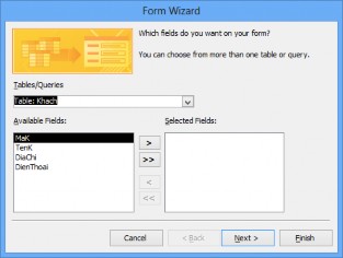 Hình 4 3 Cửa sổ Form Wizard Bước 2 Chọn bảng làm dữ liệu nguồn cho Form trong 3