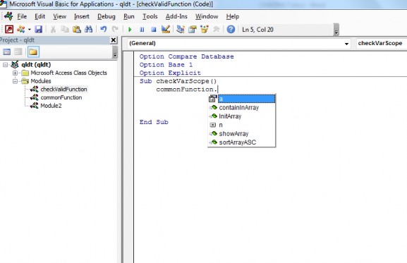 Hình 7 6 Truy xuất a n từ ngoài module chứa chúng Các hàm thủ tục có phạm vi truy 2
