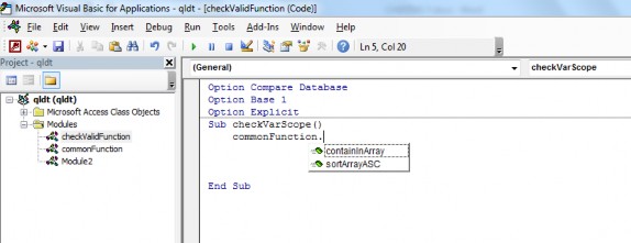 Hình 7 7 Không nhìn thấy InitArray và showArray từ module checkValidFunction Để chạy 3