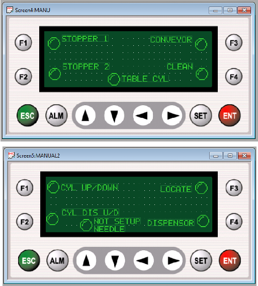 MOVE P0 LAMP BIT 43 M0529 MOVE P1 LAMP BIT 44 M2000 JOG HIGH SPEED BIT 28 Thiết kế HMI như sau 7